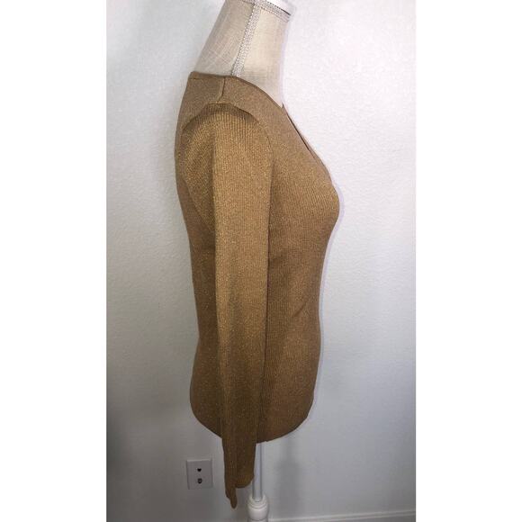 INC International Concepts Gold Lurex Cutout Ribbed Sweater - PXL - Picture 4 of 5